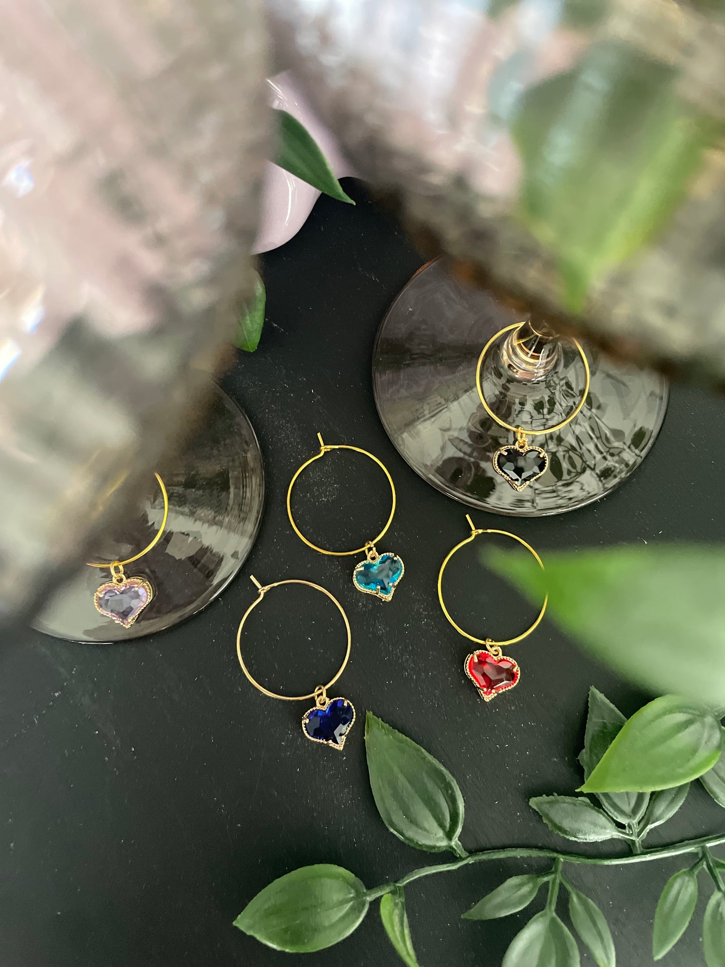 Wine glass charms “Heart” (5pcs)