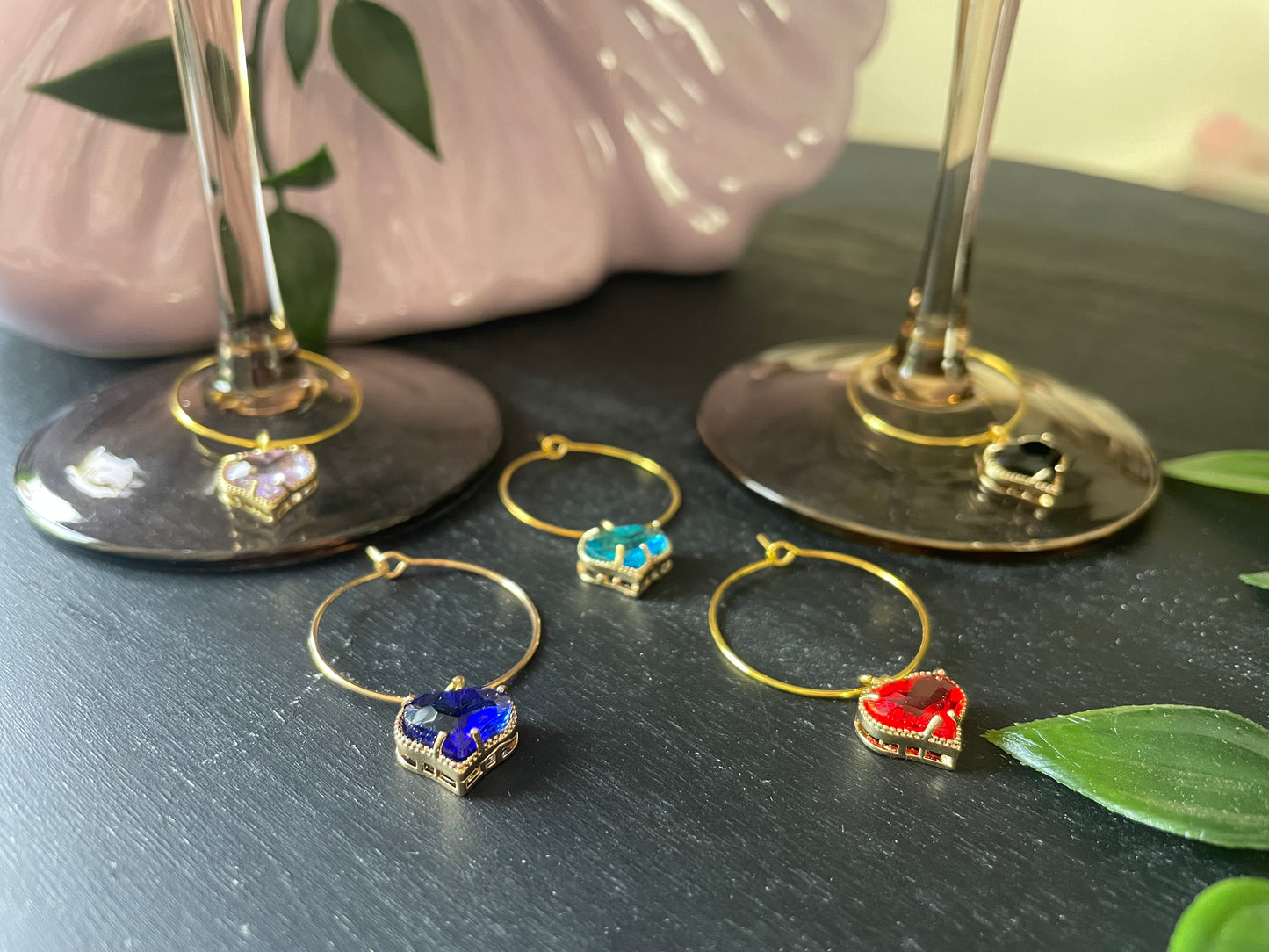 Wine glass charms “Heart” (5pcs)