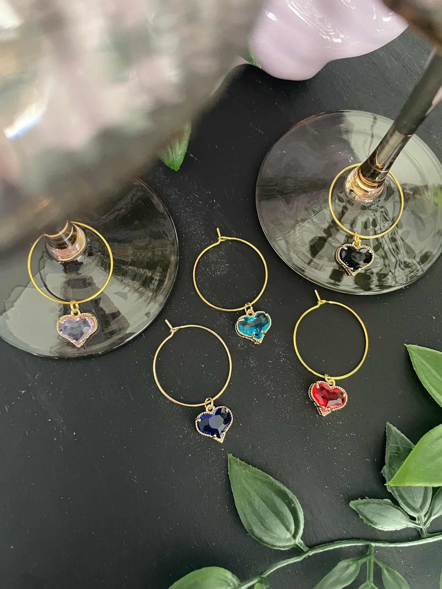 Wine glass charms “Heart” (5pcs)