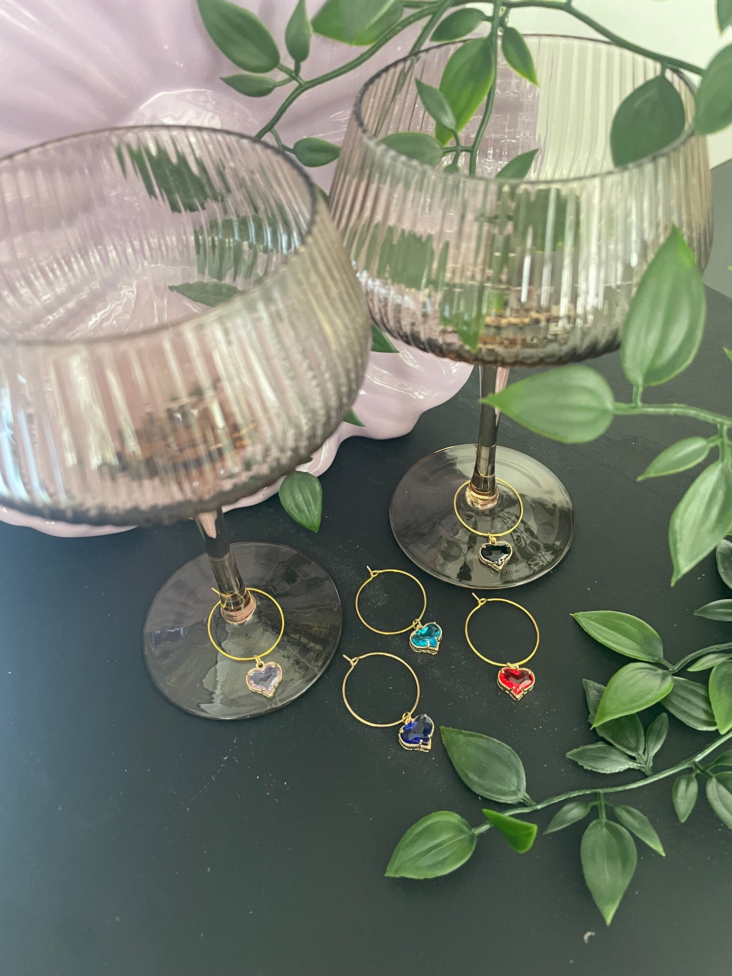 Wine glass charms “Heart” (5pcs)
