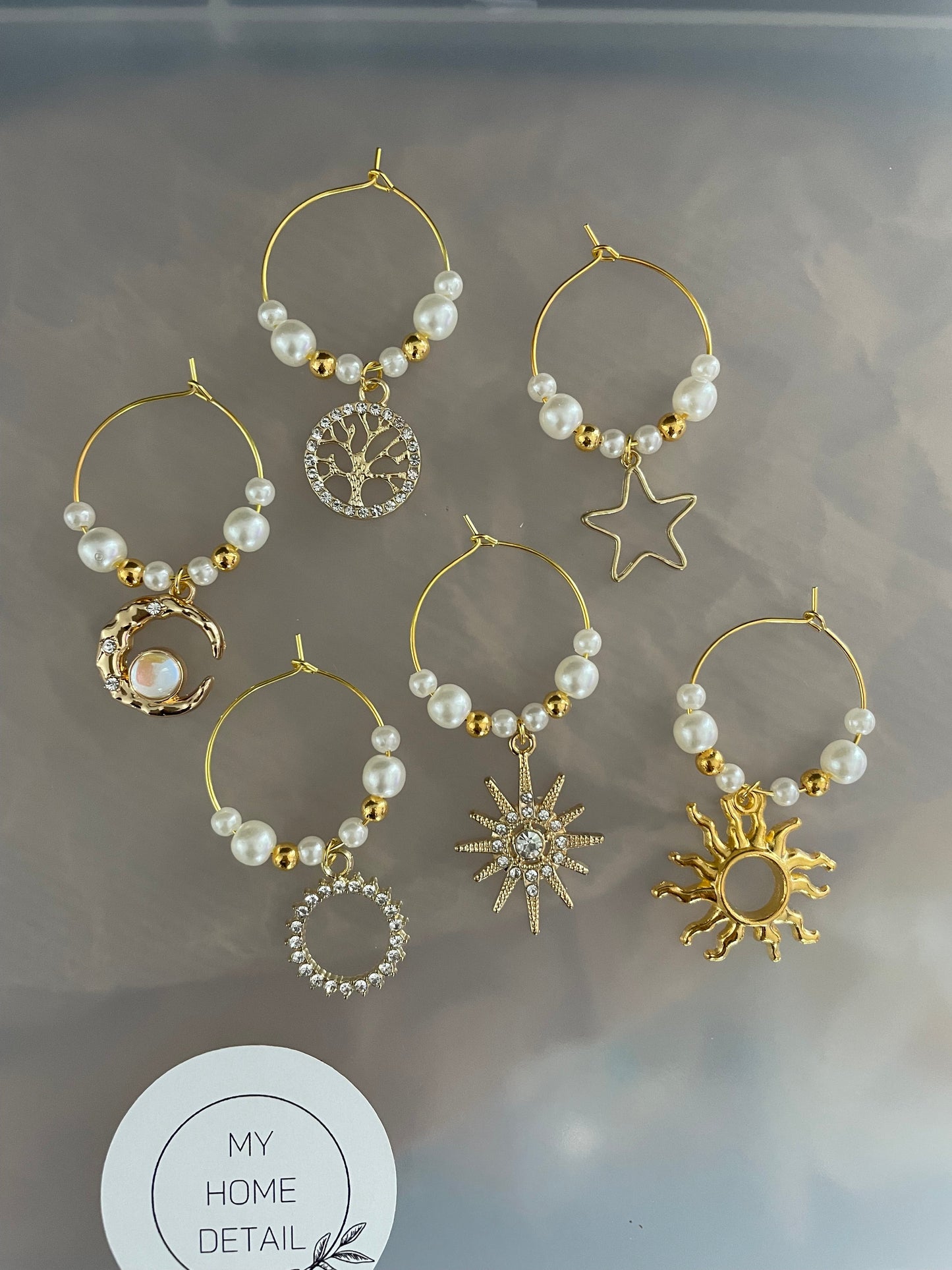Wine glass charms “Rising sun” (6 pcs)
