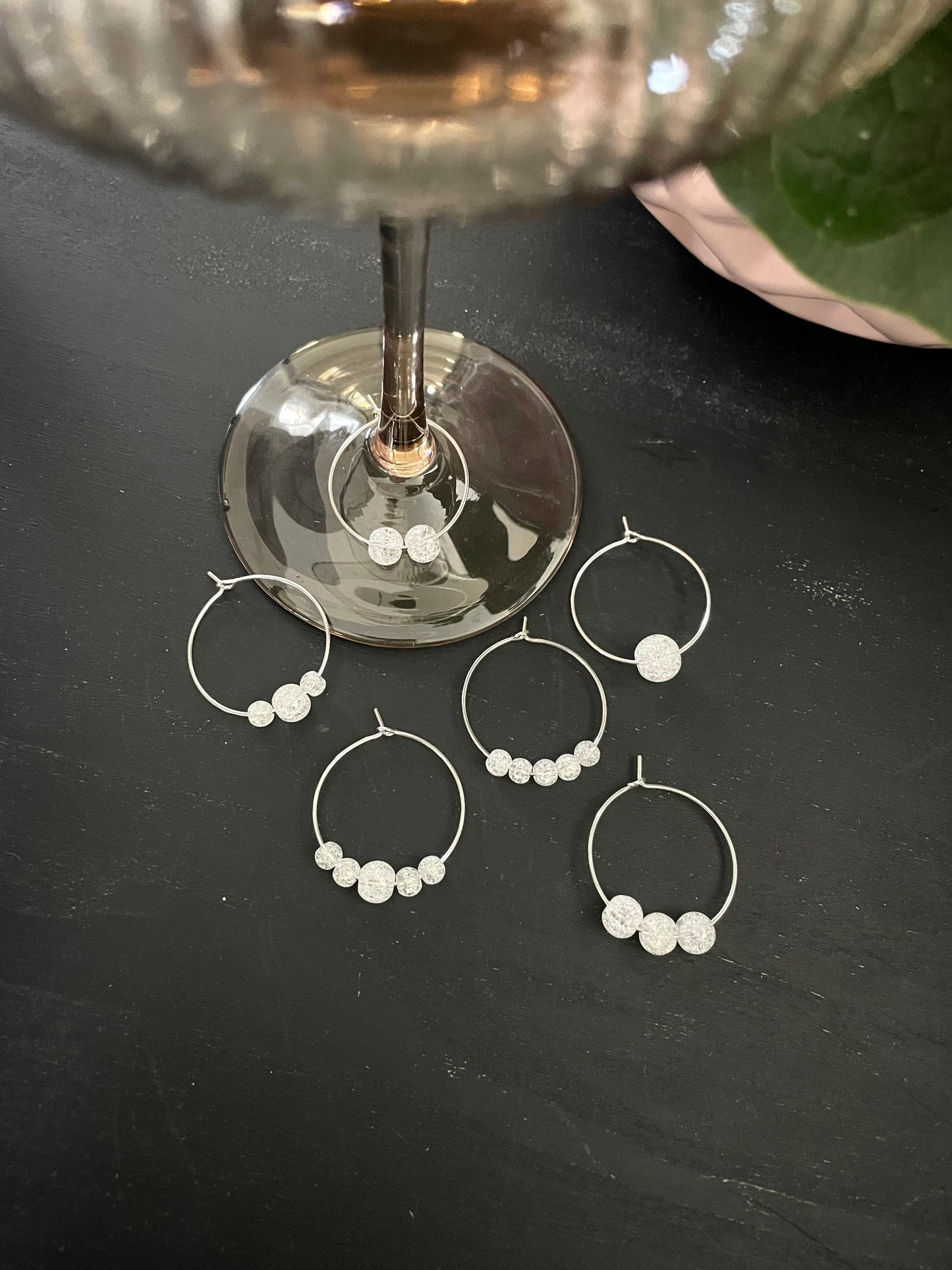 Wine glass charms "Minimal pearl" (6 pcs)