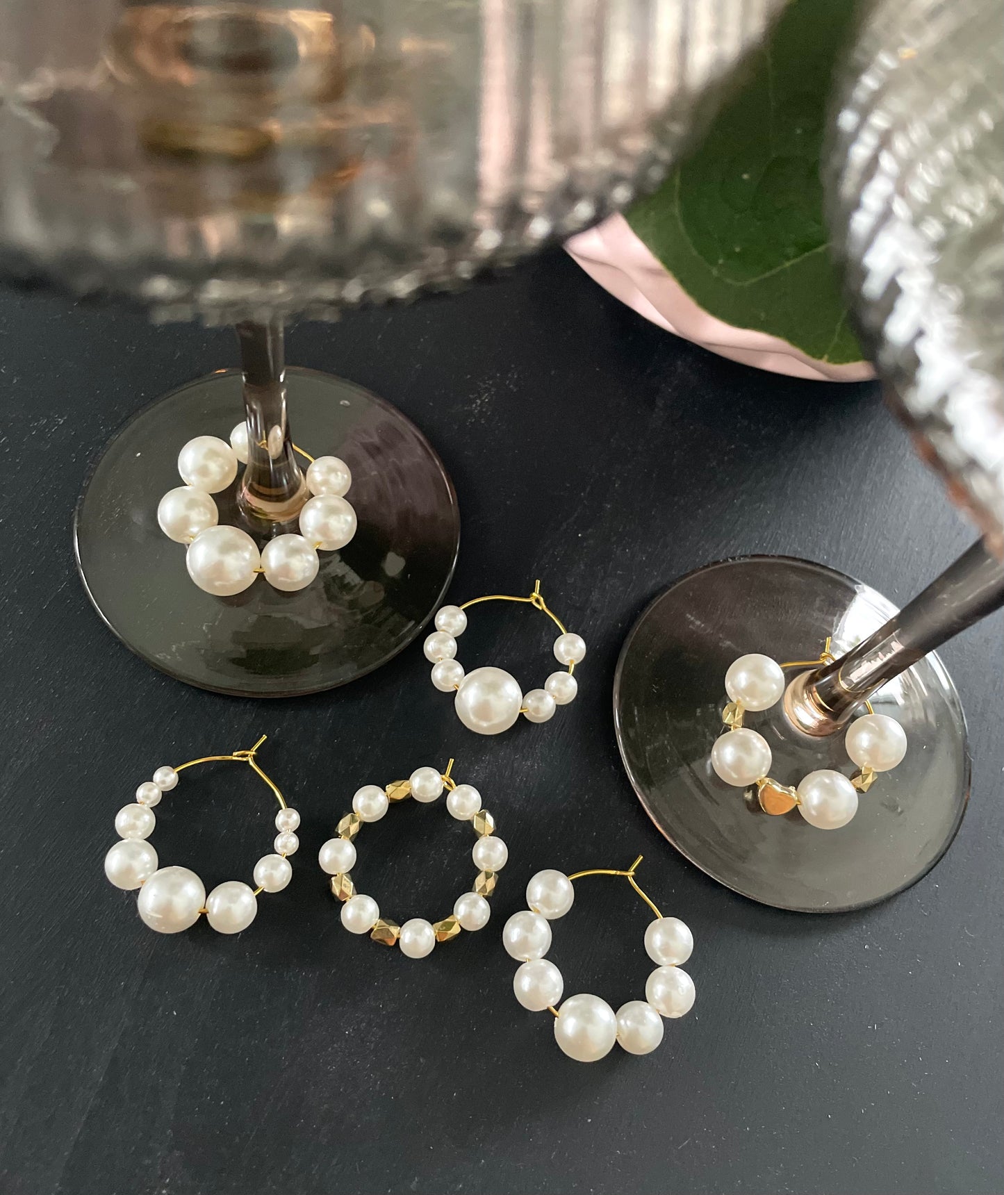 Wine glass charms “Pearl lux” (6pcs)
