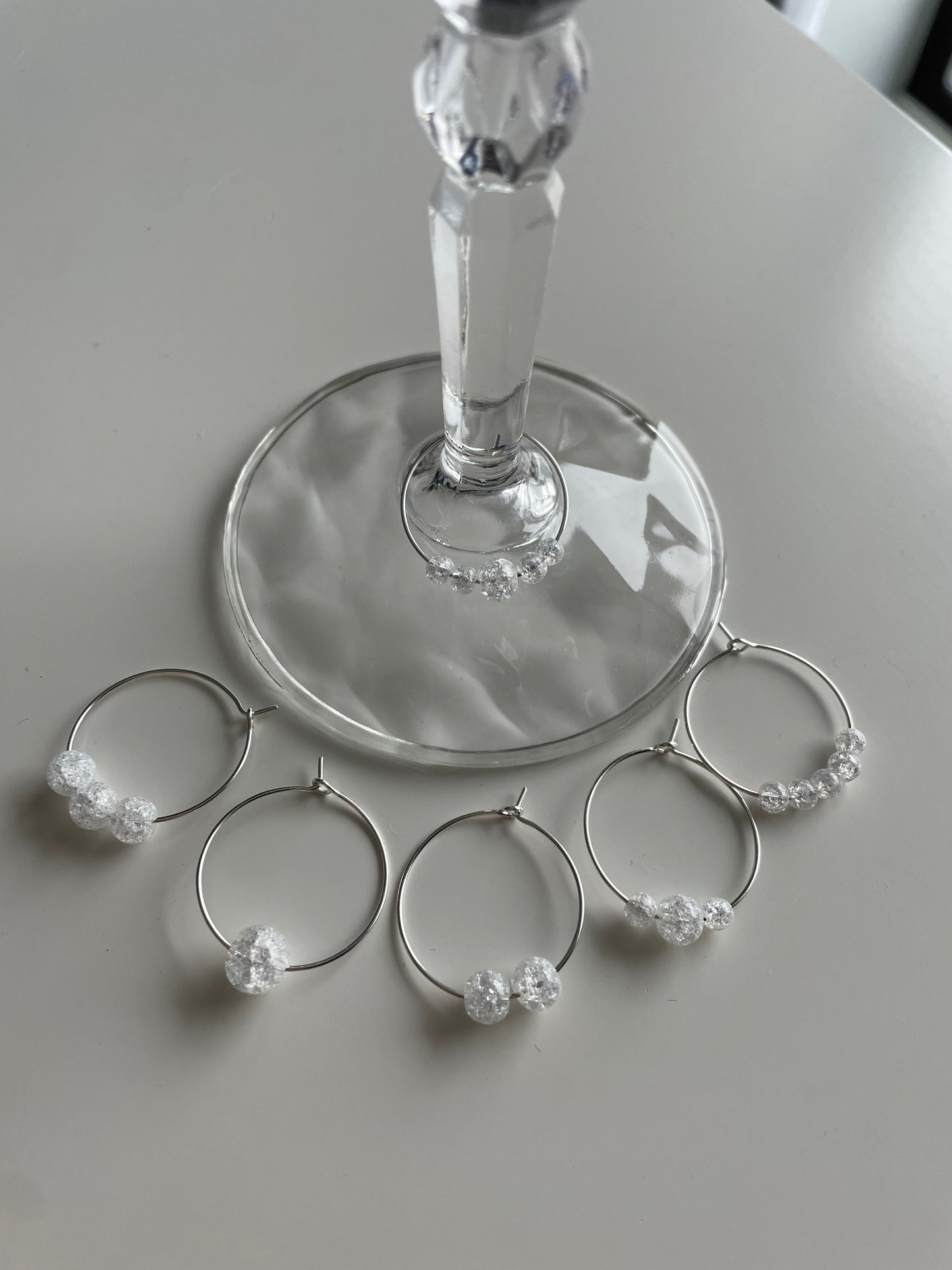 Wine glass charms "Minimal pearl" (6 pcs)