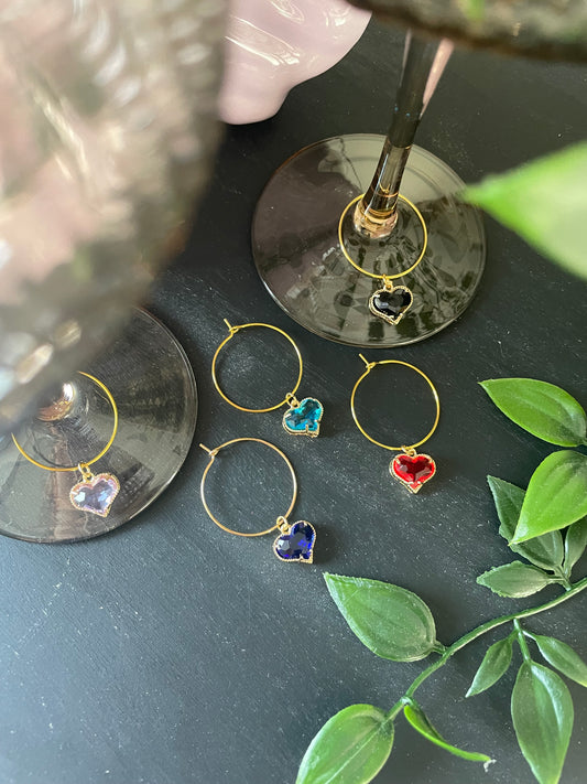 Wine glass charms “Heart” (5pcs)
