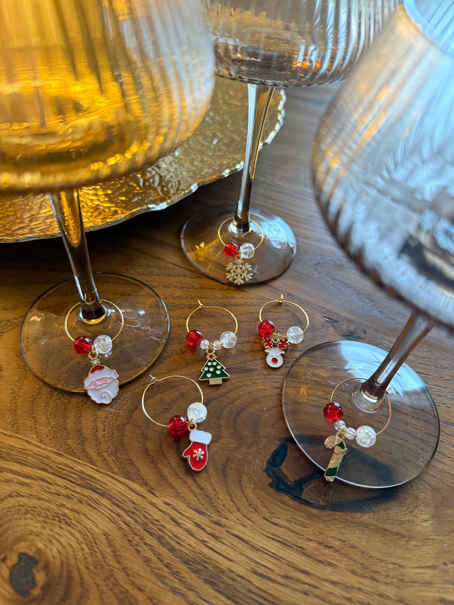 Wine glass charms Dinner party XMAS (6pcs)