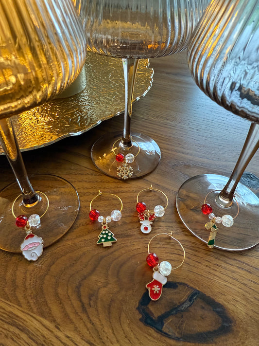 Wine glass charms Dinner party XMAS (6pcs)